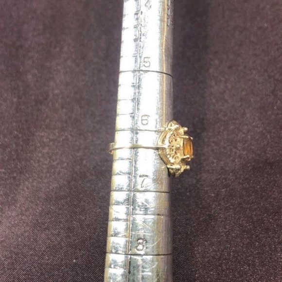 14k Yellow Gold Honey Citrine Filigree Ring Size 6.25 - Picture 6 of 7